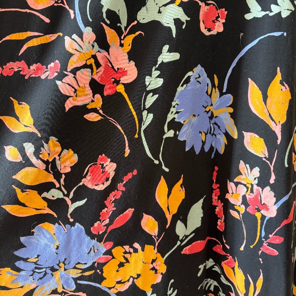 Pact Organic Fit & Flare Floral Midi Dress - MEDIUM
